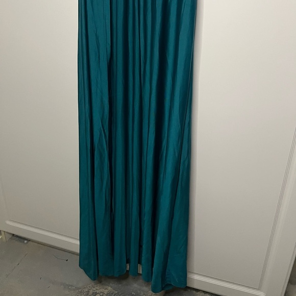 Faeriesty Teal Off the Shoulder High Slit Evening Gown - Picture 9 of 12